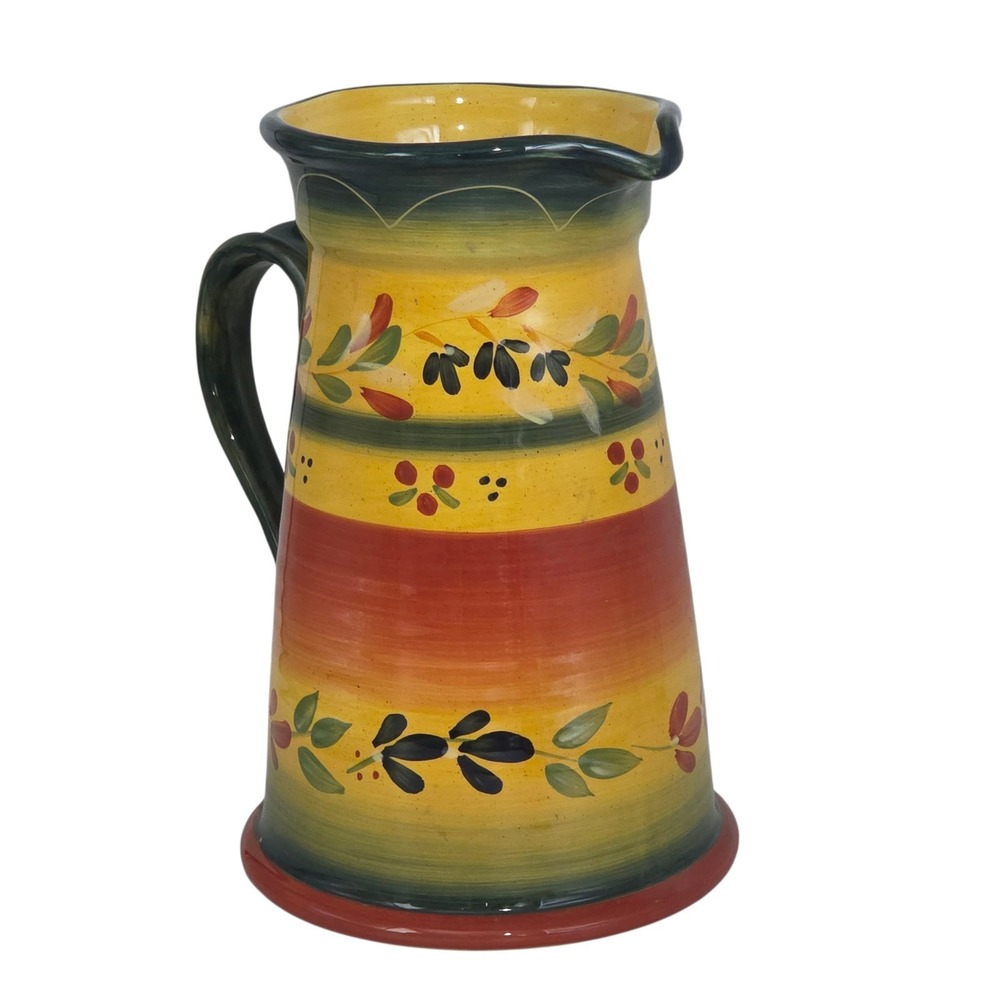 Tabletops Gallery La Province Hand Painted Hand Crafted Ceramic Pitcher 80oz - Picture 6 of 13